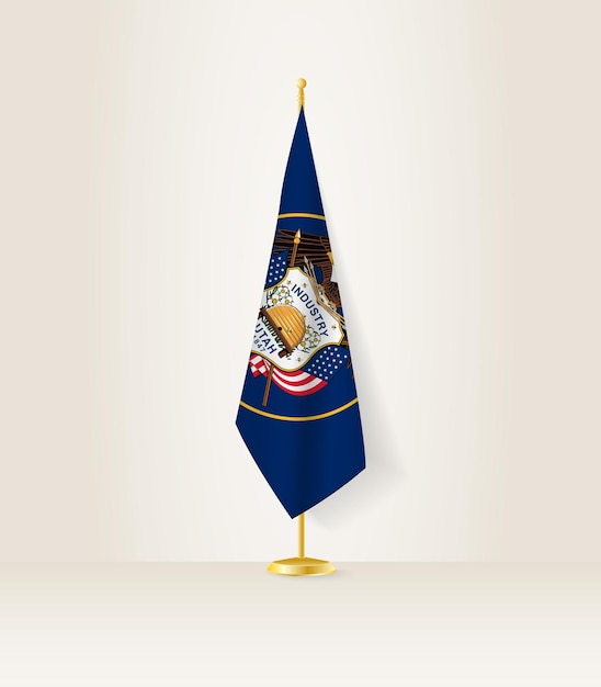 Bandera de Utah en un soporte de bandera