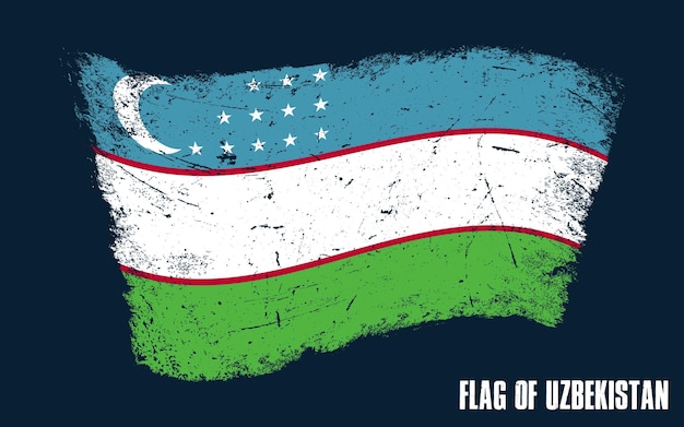 La bandera de Uzbekistán de época con efecto Grunge con trazo de pincel