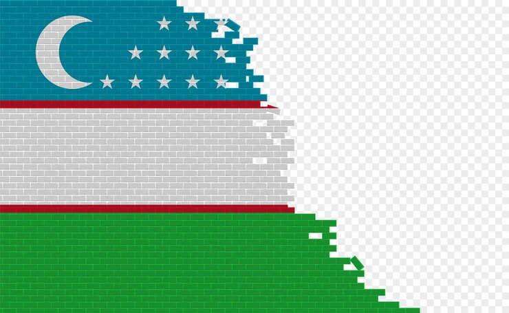 Vector bandera de uzbekistán en la pared de ladrillos rotos. campo de bandera vacío de otro país. comparación de países.