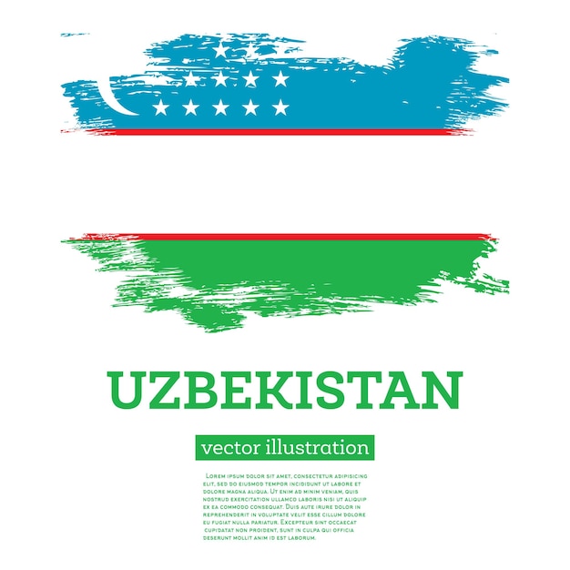 Bandera de uzbekistán con trazos de pincel día de la independencia