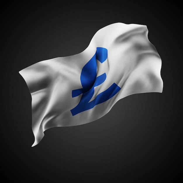 Bandera de vector de libra 3d con ondas en un fondo negro