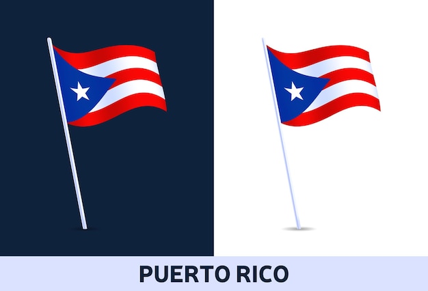 Bandera de vector de puerto rico. ondeando la bandera nacional de italia aislado sobre fondo blanco y oscuro. colores oficiales y proporción de bandera. ilustración vectorial.