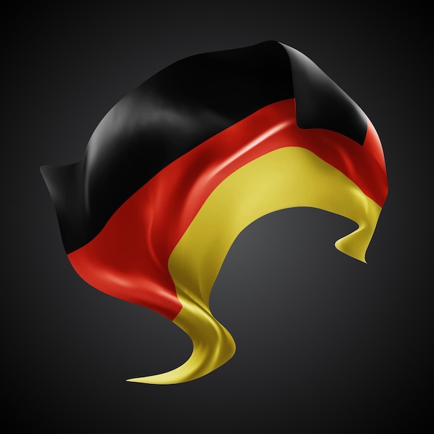 Bandera vectorial 3D de Alemania con ondas en un fondo negro