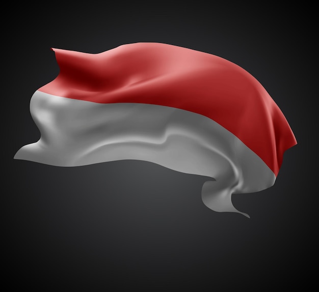 Bandera vectorial 3D de Mónaco con ondas en un fondo negro