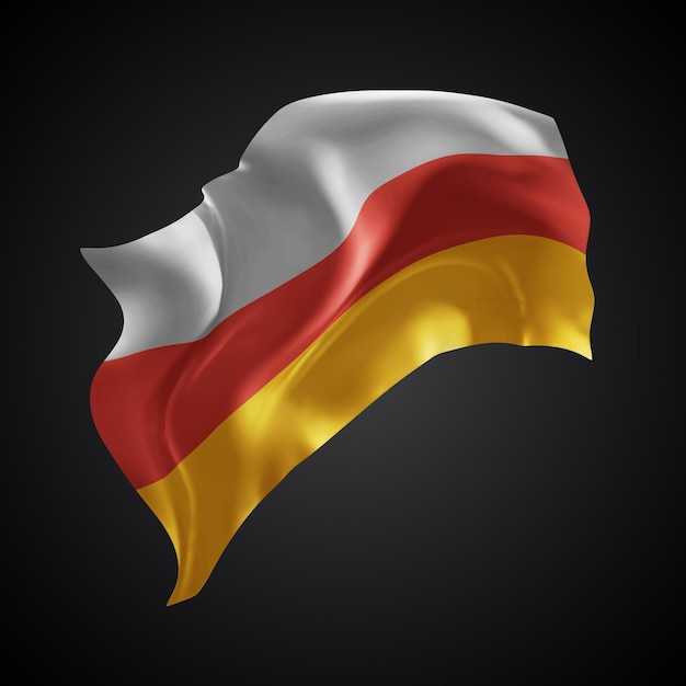 Bandera vectorial 3D de Osetia del Sur con olas en un fondo negro
