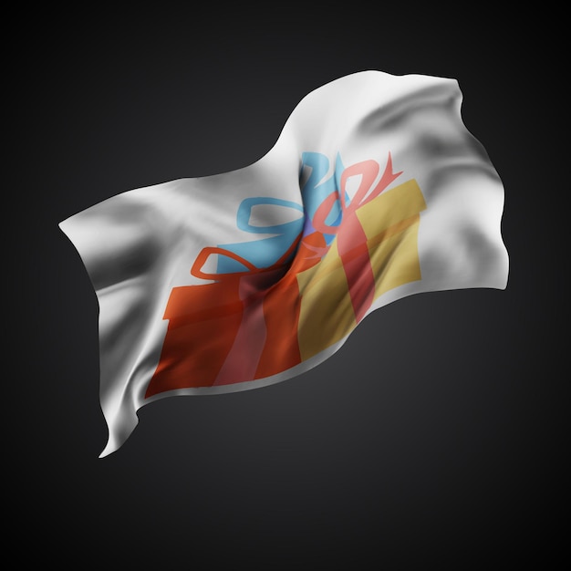 Bandera vectorial 3D de regalo con ondas en un fondo negro