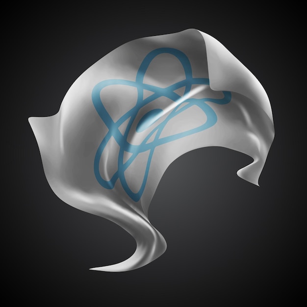 bandera vectorial atómica 3D con ondas en un fondo negro