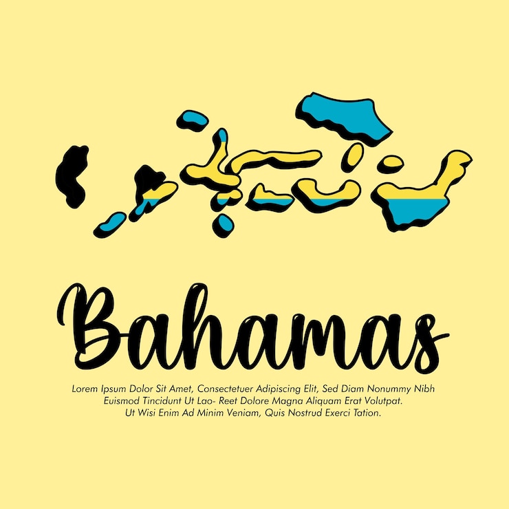 Vector bandera vectorial de las bahamas con bandera del mapa bandera de las bahamas con fondo blanco vector ilustración