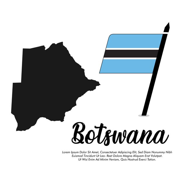 Bandera vectorial de Botswana o estandarte de mapa Bandera de Botswana con fondo blanco Diseño de ilustración vectorial
