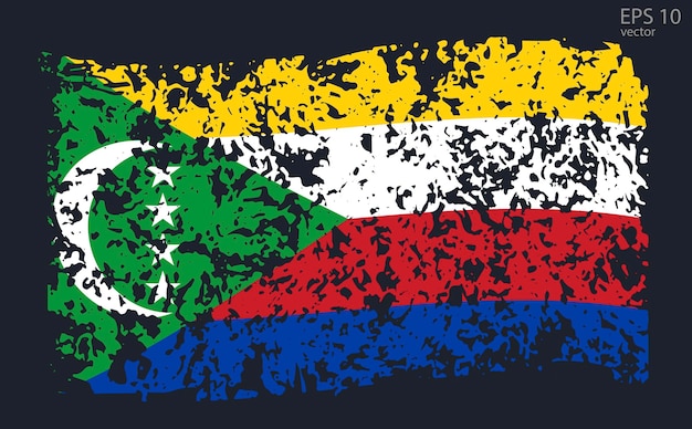 Bandera vectorial de las Comoras Ilustración vectorial con grietas y abrasiones