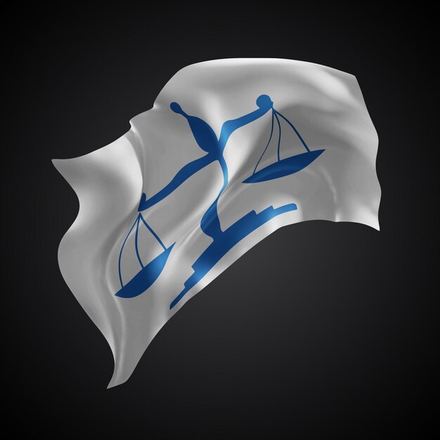 bandera vectorial de escalas 3D con ondas en un fondo negro