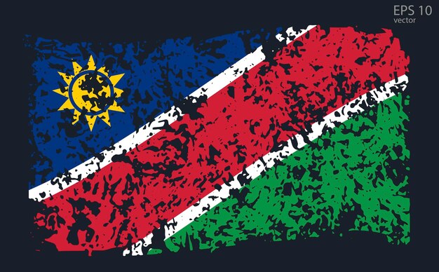 Bandera vectorial de Namibia Ilustración vectorial con grietas y abrasiones