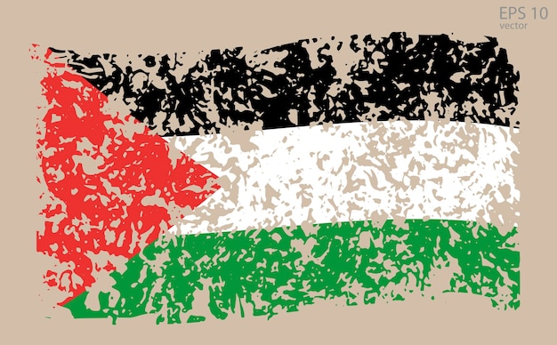 Vector bandera vectorial de palestina ilustración vectorial con grietas y abrasiones