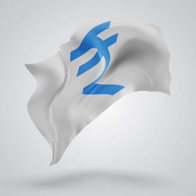 Bandera vectorial de rupias en 3D con ondas sobre un fondo blanco