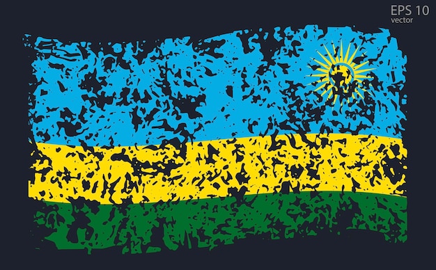 Bandera vectorial de rwanda ilustración vectorial con grietas y abrasiones