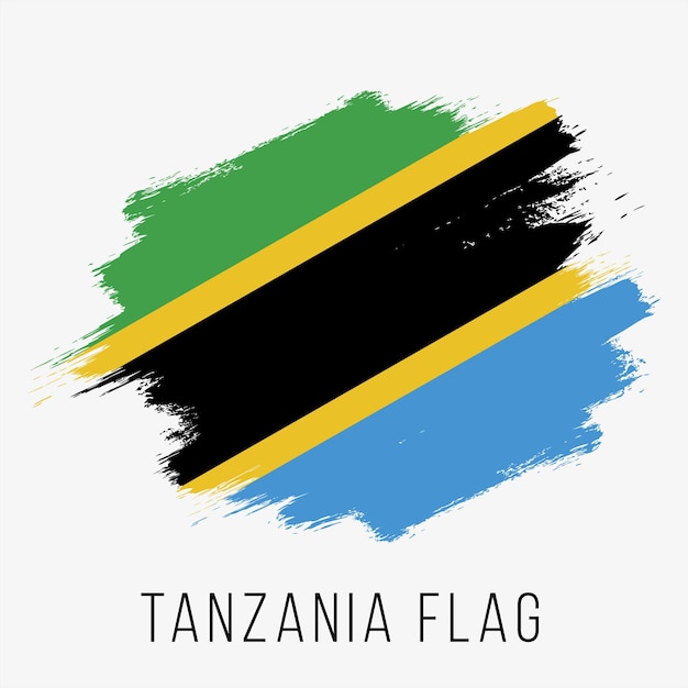 Bandera vectorial de Tanzania. Bandera de Tanzania para el Día de la Independencia. Bandera de Tanzania grunge. bandera tanzania