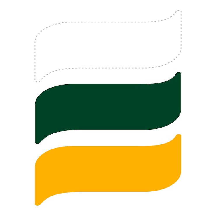 Vector una bandera verde y amarilla con las palabras la palabra en él