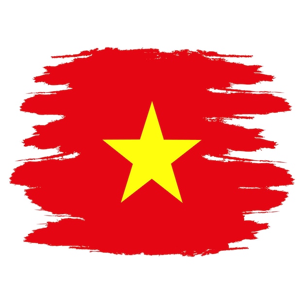 Bandera de Vietnam Estilo de ilustración dibujado a mano con efecto grunge y acuarela