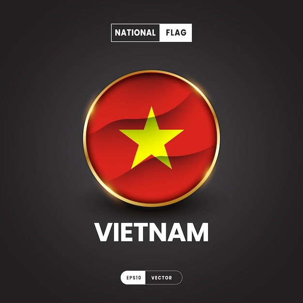 Bandera de Vietnam vector ilustración Asia Bandera 3D EPS10