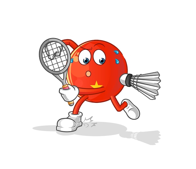 Bandera vietnamita jugando ilustración de bádminton. vector de caracteres