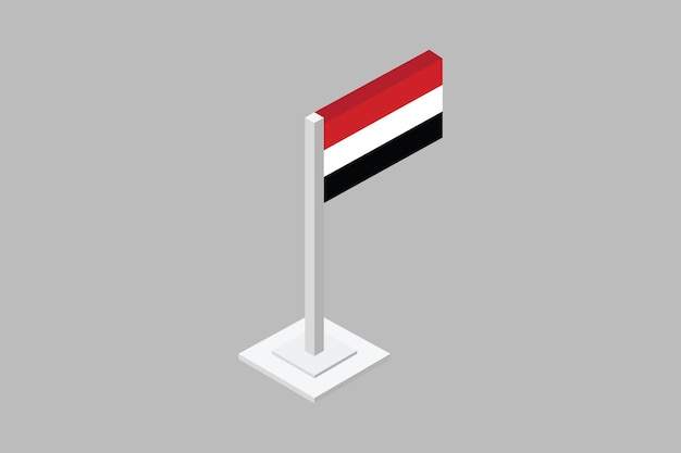 Bandera del Yemen 3D Bandera nacional del Yemen Ilustración vectorial de la bandera del Yemen