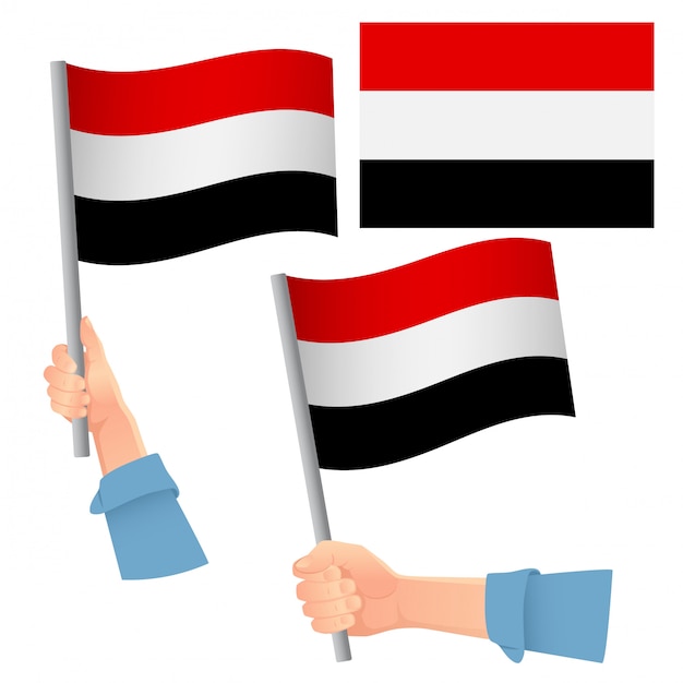 Bandera de Yemen en mano