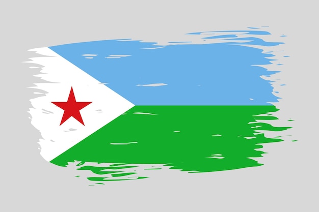 Bandera de Yibuti pintada con un trazo de pincel Concepto abstracto Bandera nacional de Yibuti en estilo grunge Ilustración vectorial