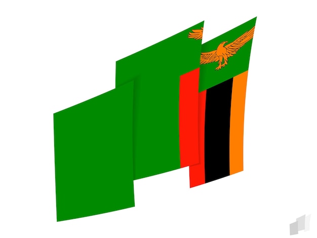 Bandera de Zambia en un diseño abstracto rasgado Diseño moderno de la bandera de Zambia