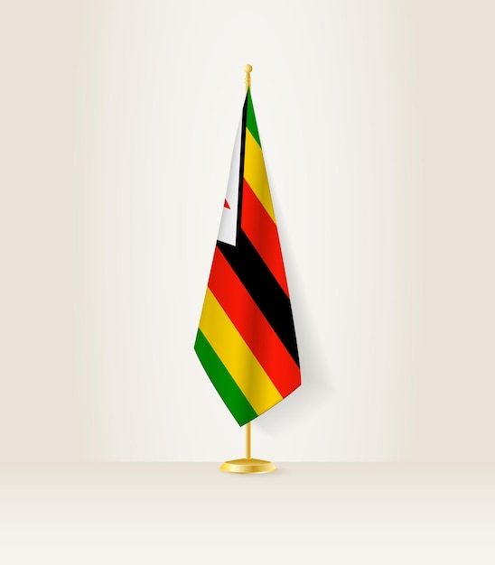 Bandera de Zimbabue en un soporte de bandera