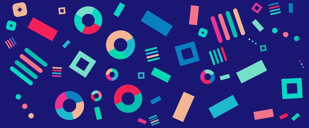 Banderas abstractas coloridas con diseño vectorial geométrico de Memphis Para el fondo de banner, presentación de negocios o tecnología, folleto web, diseño de portada, papel tapiz