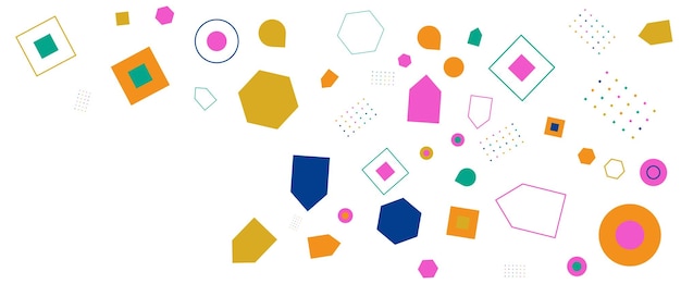 Banderas abstractas coloridas con diseño vectorial geométrico de Memphis Para el fondo de banner, presentación de negocios o tecnología, folleto web, diseño de portada, papel tapiz