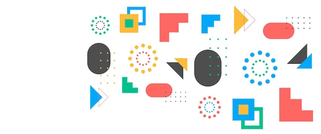 Banderas abstractas coloridas con diseño vectorial geométrico de Memphis Para el fondo de banner, presentación de negocios o tecnología, folleto web, diseño de portada, papel tapiz