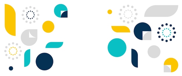 Banderas abstractas coloridas con diseño vectorial geométrico de Memphis Para el fondo de banner, presentación de negocios o tecnología, folleto web, diseño de portada, papel tapiz