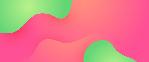 Banderas abstractas vectoriales simples con ondas verdes y rosas y líquido