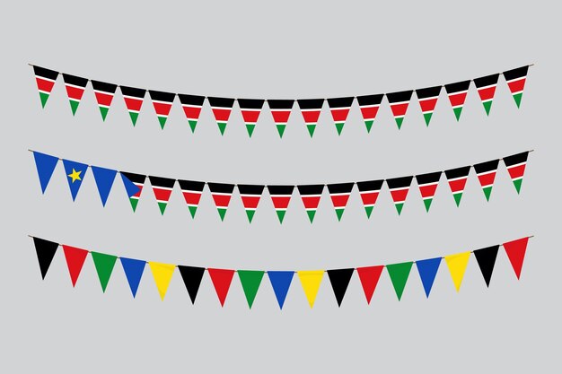 Banderas aisladas de Sudán del Sur banderas de papel conmemorando el aniversario de su cumpleaños
