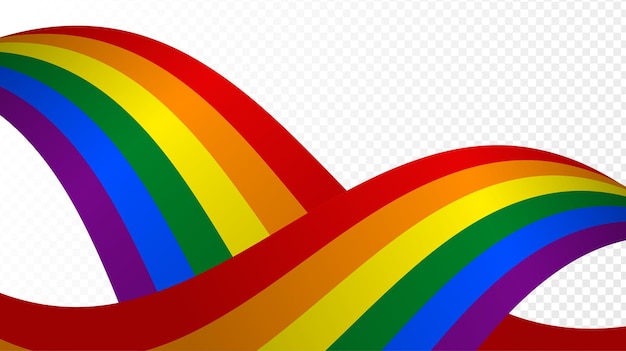 Banderas del arco iris en forma de onda sobre fondo transparente Bandera del orgullo Lgbt