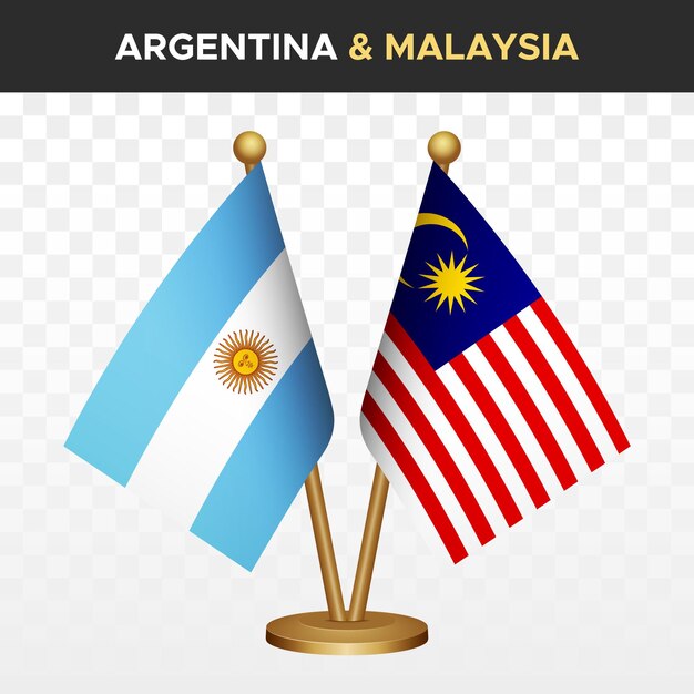 Las banderas de Argentina contra Malasia 3d bandera de escritorio de pie Bandera de Argentina