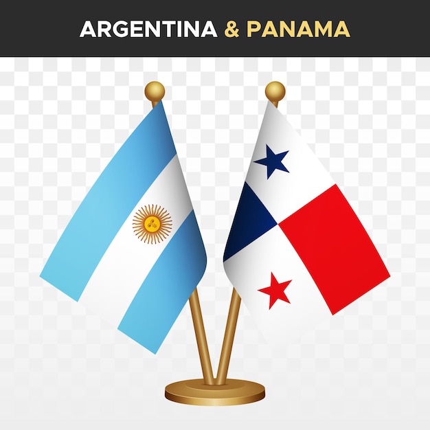 Las banderas de Argentina contra Panamá 3d bandera de escritorio de pie Bandera de Argentina