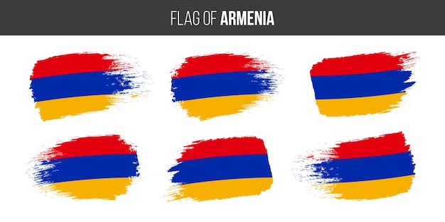 Banderas de armenia trazo de pincel grunge vector ilustración bandera de armenia aislado en blanco