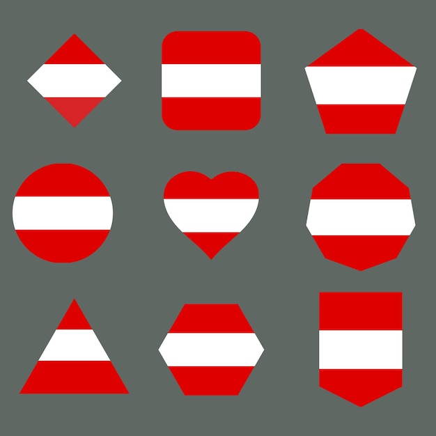 Banderas de Austria Bandera nacional de Austria diferentes formas colección vectorial de emblemas de la bandera de Austria