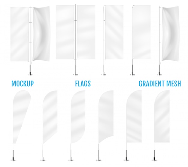 Vector banderas de bandera textil blanca