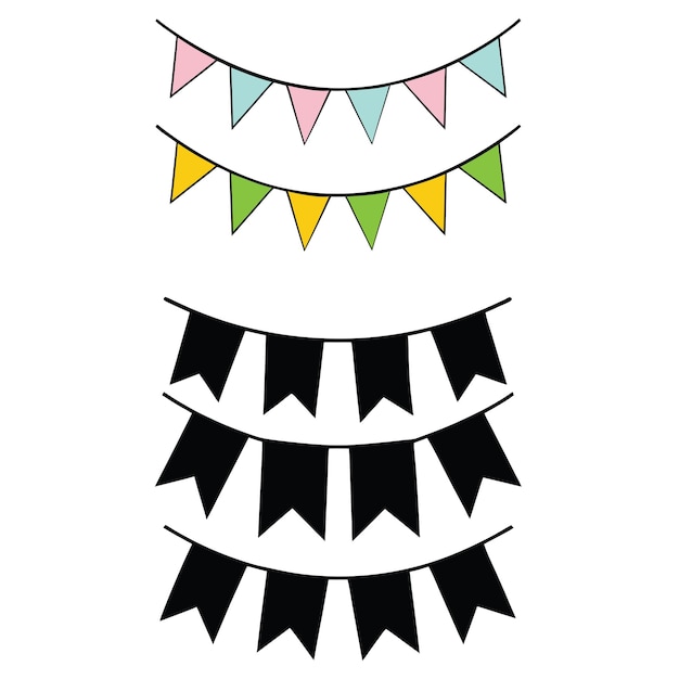 Banderas de banderas coloridas y negras para celebraciones