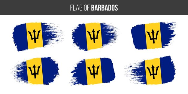 Banderas de barbados trazo de pincel grunge vector ilustración bandera de barbados aislado en blanco