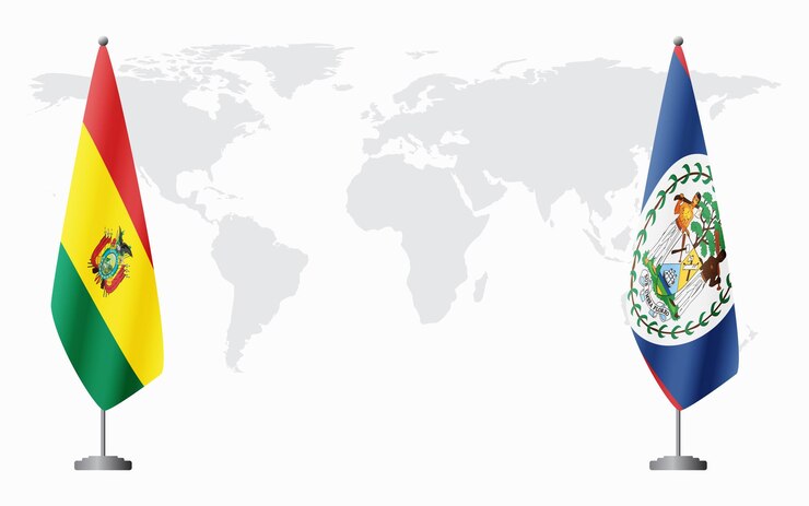 Banderas de Bolivia y Belice para la reunión oficial