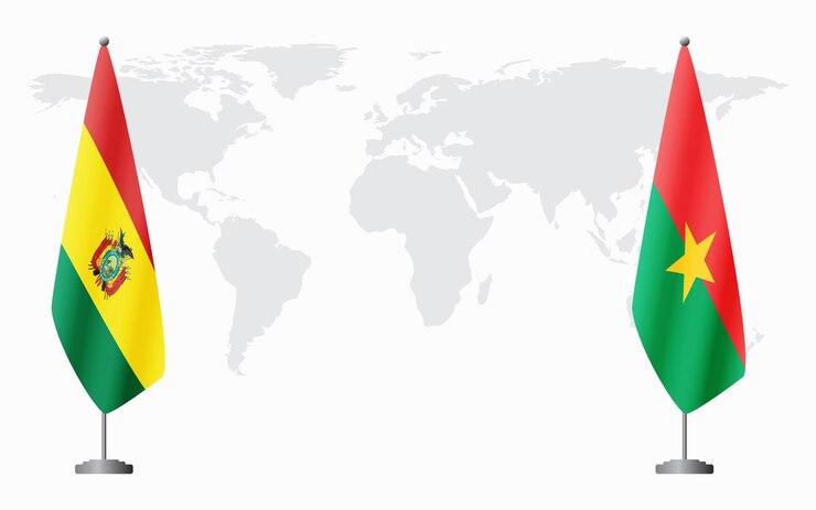 Banderas de Bolivia y Burkina Faso para la reunión oficial