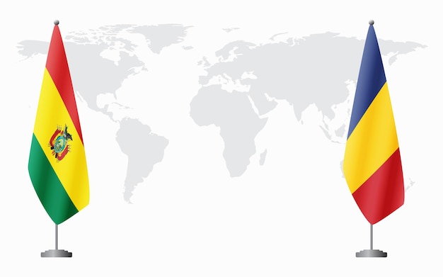 Vector banderas de bolivia y rumania para la reunión oficial