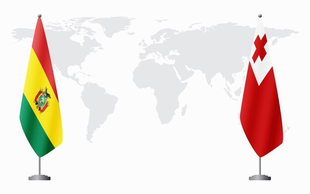 Banderas de Bolivia y Tonga para la reunión oficial