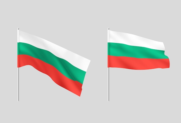 Banderas búlgaras Conjunto de banderas nacionales realistas Bulgaria Vector