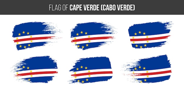 Banderas de cabo verde Trazo de pincel grunge vector ilustración bandera de cabo verde aislado en blanco