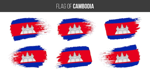 Banderas de camboya Trazo de pincel grunge vector ilustración bandera de camboya aislado en blanco